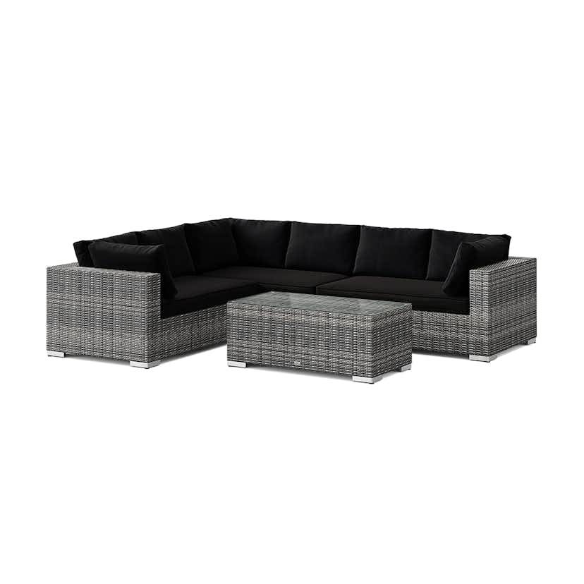 Loungegrupp Comfort Garden Bahamas L-formad utesoffa höger, 6-sits med bord
