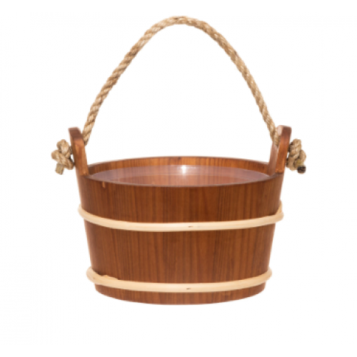 4Living Sauna spand 4 L varmebehandlet alder med rebhåndtag.