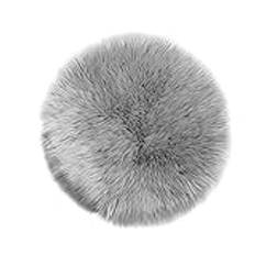Teppich Wölkchen Fårskinnsmattor Fuskpäls Mattor Imitation - Vardagsrum Sovrum Fluffig Matta - Tvättbar Pälsmatta, Sittdyna, Dekorativ Päls Till Stol, Soffa, Säng - Grått - 45 cm Runt