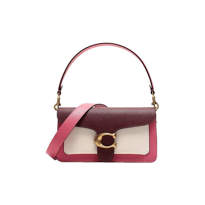 Coach Tabby 26 Färgblock Läder Axelväska Dam Handväskor Magenta Vinröd 76105-B4QUJ black