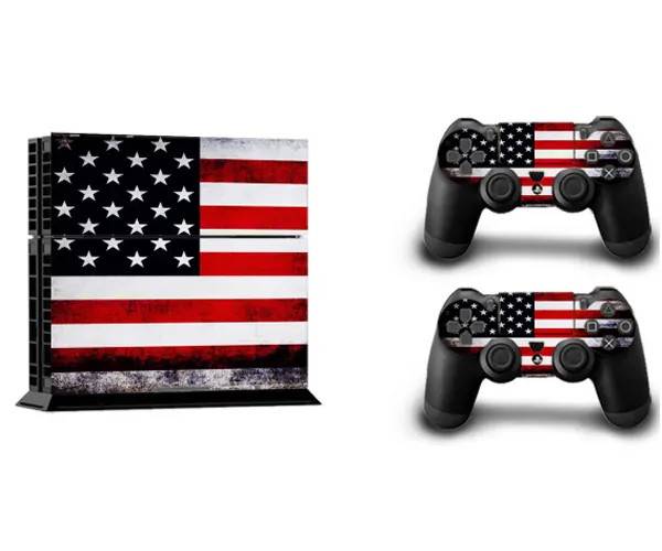 PS4 skin til konsol og to controllere. USA.