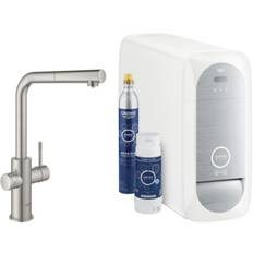 Spültischmischer Grohe Blue Home Starter Kit, herausz. L-Auslauf supersteel mit Filter S-Size, CO2 Flasche und Kühler