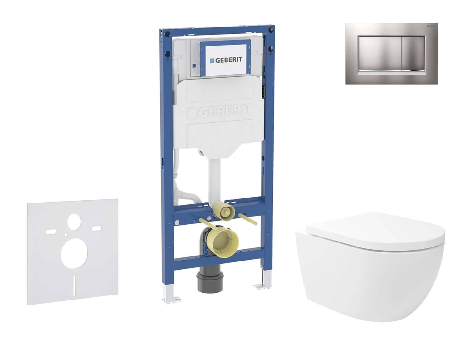 Geberit Duofix - Set för väggmontering, Oudee Vortex toalett och mjukstängande sits, Sigma20 tryckknapp, mattkrom/kromlackad SANI11CA1148B