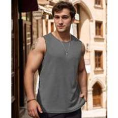 Summer Men Plus Size Fitness Breathable Quick-Dry Tank Top, Suitable For Outdoor Sports, Gym And Daily Wear (Gray, 1 Piece)