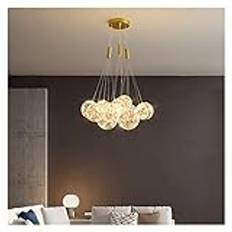 Ljuskrona LED-ljuskronor Lyxig Gypsophila Glaskula Led Pendellampa Modern Gyllene Luster Taklampa Heminredning Kompatibel med Matsal Vardagsrum(B-9bubblor Varmvit) Stabilize