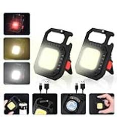 URAQT Mini LED-ficklampa, 7 Lägen Mini Nyckelring Ficklampa, Multifunktionellt Magnetiskt Ljus, 800 Lumen, Vattentätt, med Flasköppnare, Magnetisk Bas, för Camping/Reparation/Nödsituation