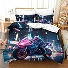 DAFUfbw Motorcykel racing teman sängkläder dragkedja mikrofiber motorcykel påslakan lyxiga sängkläder set värme sänglinne hygroskopiskt komfortskydd dubbelt (200x200 cm)