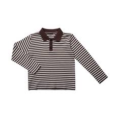 Magasin Mille 10 Junior Polo Gots Stl. 3 år / 98 cm fepojkar Pikétröjor - Star White / Coffee Bean Stripe (3 år / 98 cm)
