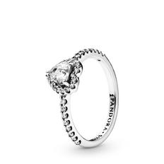 Pandora ring Fremhævet hjerte sølv med kubisk zirkonia (str. 52)