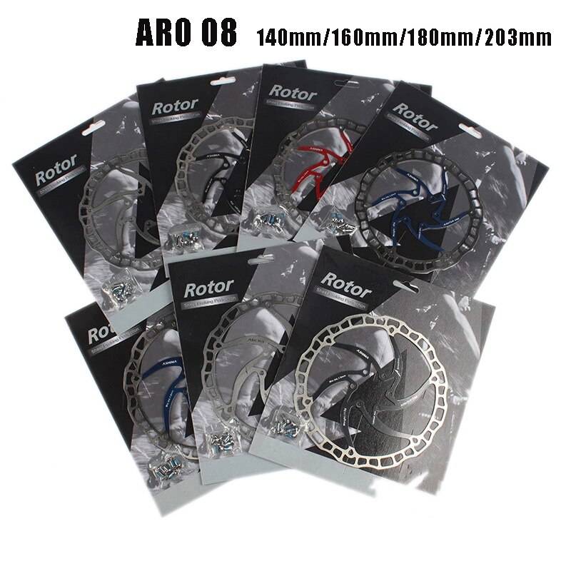 Ashima aro 08 bromsskiva rotor ultralätt 85g mtb cykel rostfritt stål 140mm/160mm/180mm /203mm 6- bultar - 180mm svarta