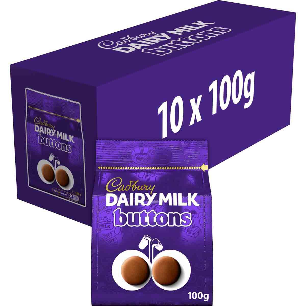 Dairy Milk Chocolate Buttons Bag 100g (Box of 10)