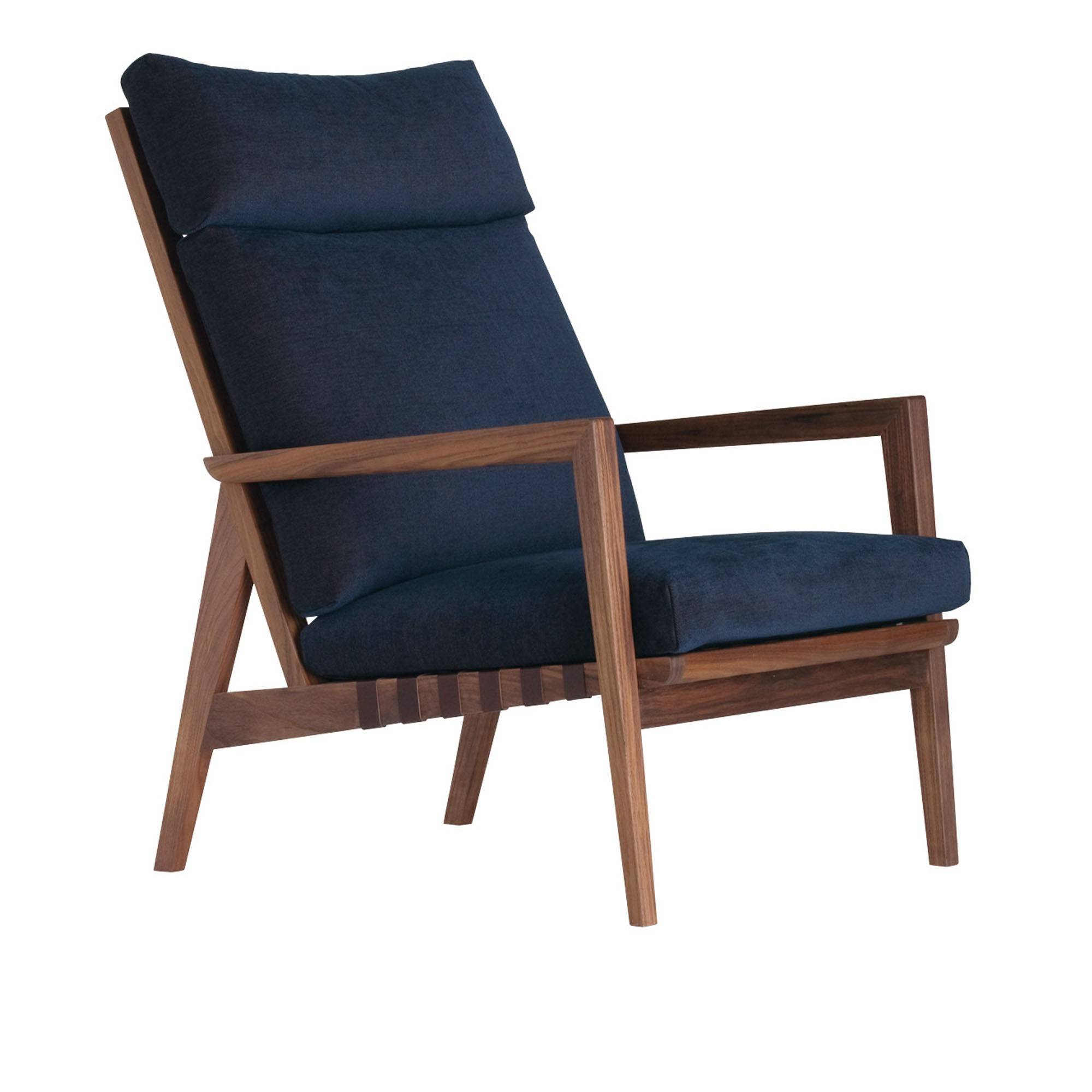 Ritzwell - Blava 1205 High-Back Easy Chair, Walnut Frame, Natural Oil Finish, Black Textile Belt, Fabric Cat. T., 3036 - Fåtöljer - Shinsaku Miyamoto - Beige - Trä/Textilmaterial