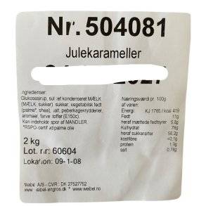 Karameller: Julekarameller med peberkagekrydderi indpakket 250g