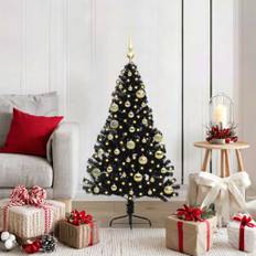 vidaXL Kunstig Forbelyst Juletræ med 150 LED'er Sort 120 cm PVC