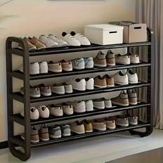 TEMU 5-tier Space-saving Shoe Rack - Durable, Narrow Design For Entryway & Dorm Storage, Metal And Plastic Organizer For Sports Shoes, Independent Shelf, No Electricity Needed, Shoe Storage Organizer