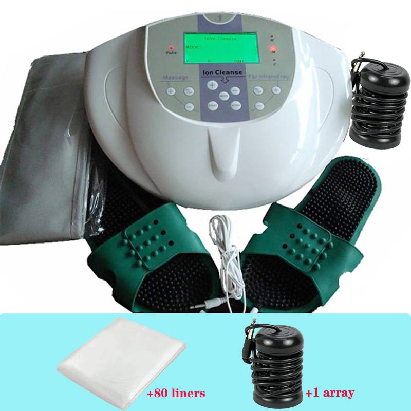 New Ion Detox Foot Spa Cleanse Machine with FIR Warm Belt Tens Pad and Massage Slipper Aluminum box Packing