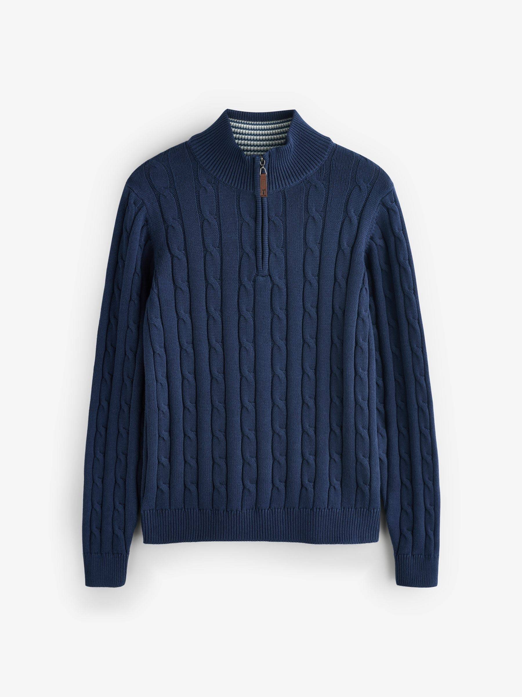 Saltwell Saltwell Blue Cable Knit Quarter Zip Jumper