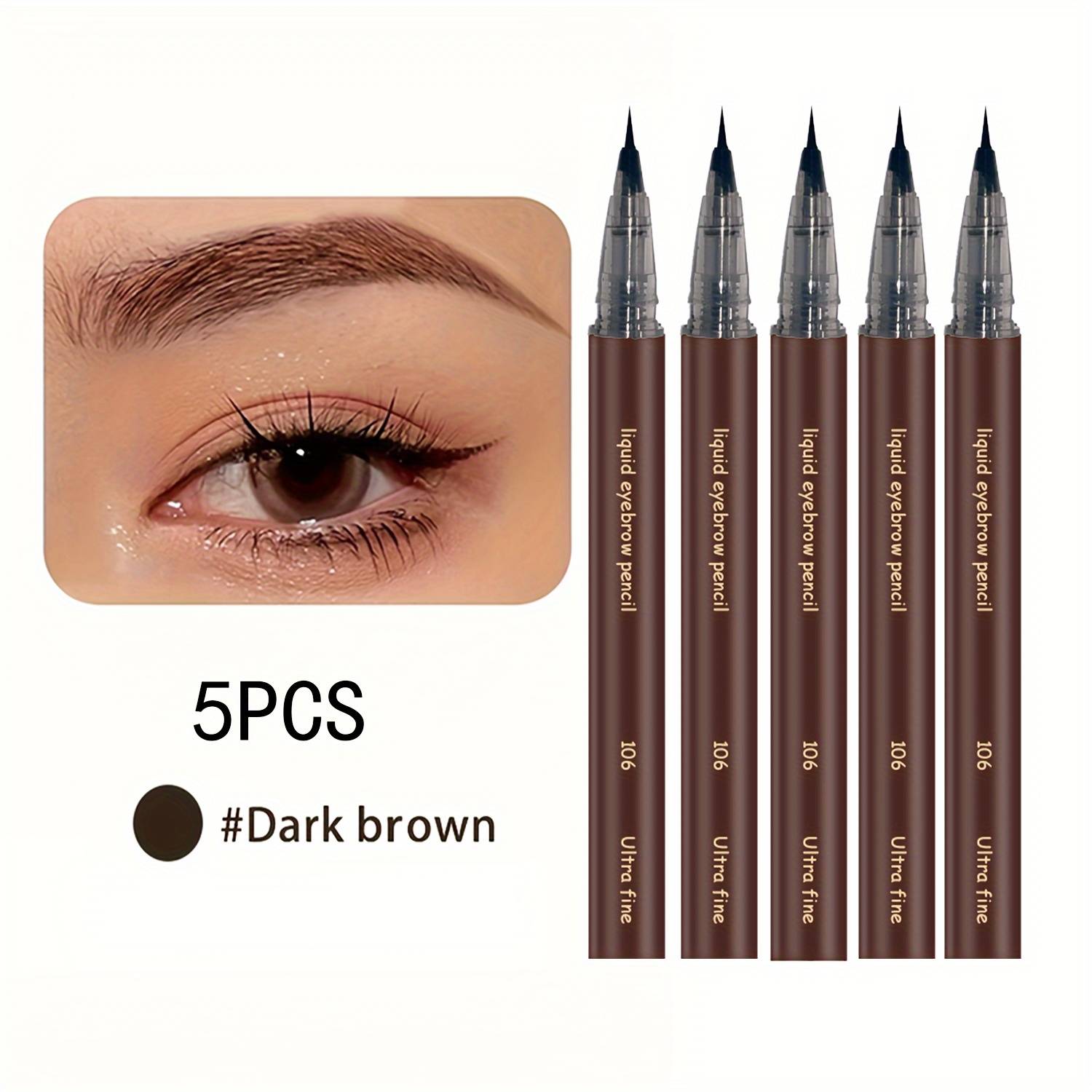 TEMU Set Of 5pcs Of Microblading Eyeliner, 0.008mm, Designed For Long-lasting Makeup. This 2-in-1 Waterproof And Sweat-proof Eyebrow Pencil Is Perfect For Summer Outdoor Travel