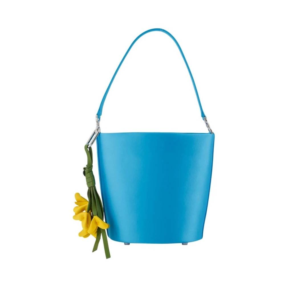 Self Portrait Satin Bucket Bag - Tasker - Dame - Blå - ONE SIZE - Satin