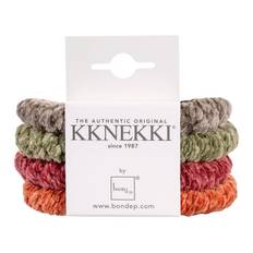 Kknekki Hårsnoddar - 4-pack - Velour - Grön/Orange/Brun - Kknekki - One Size - Håraccessoarer