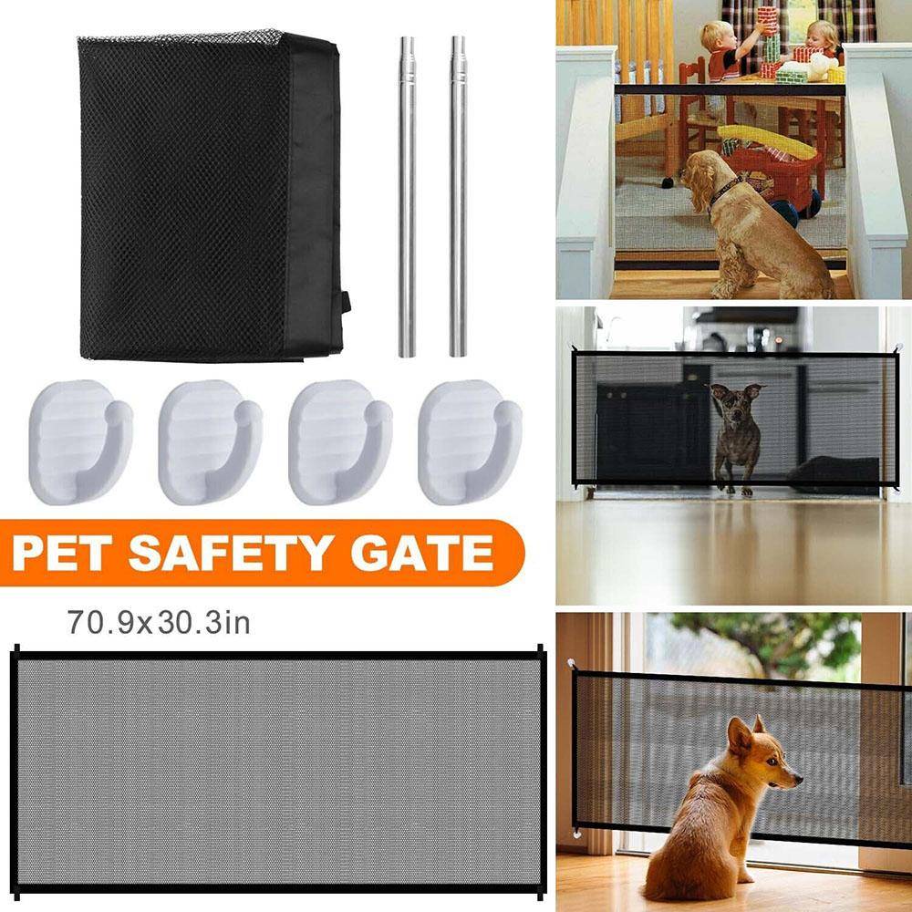 Säkerhetsgrind Baby Pet Hund Dörr Bred Infällbar Mesh Net Hem Kök Trapp Net