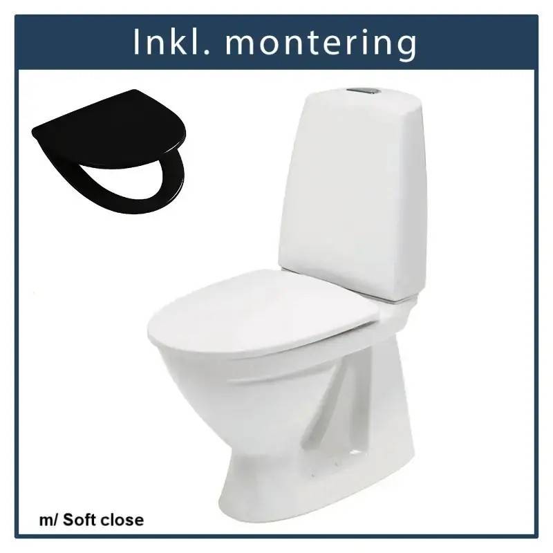 Inkl. montering, Ifø Sign Gulvstående toilet, m/S-lås inkl. sort softclose toiletsæde
