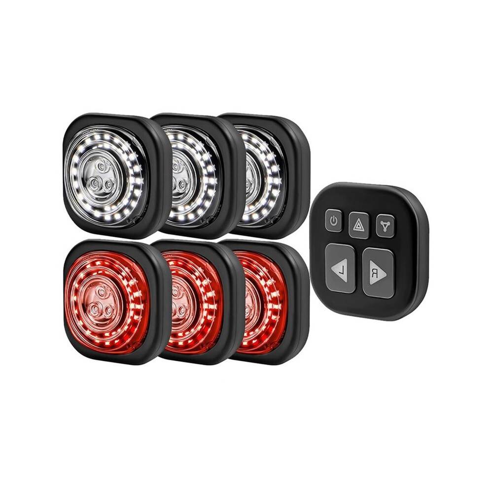 6 Pack Bike Lights System,Headlight&Turn Signal,Sync Front&Rear Bike Light with Remote Controller for Night Riding