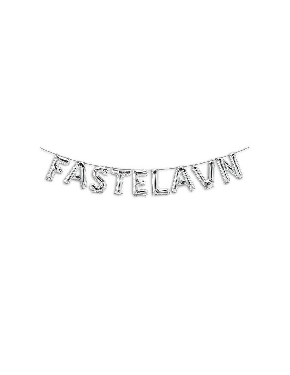 Ballonsæt, Sølv "FASTELAVN" 40 cm..