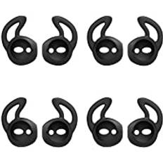 MoKo Silicone Eartips Fit Apple AirPods/EarPods [4 Pairs], Silicone Soft Covers Anti-Slip Sport Earbud Tips, Anti-Drop Ear Hook Gel Headphones Earphones Protective Accessories Tips - Black