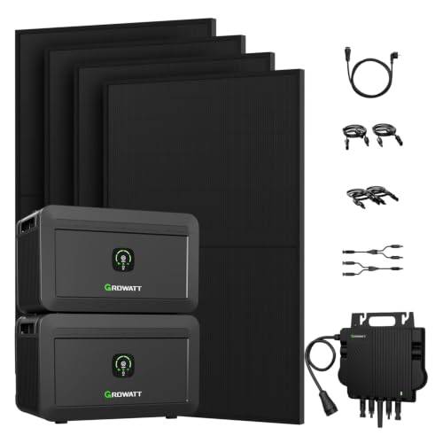 Balkonkraftwerk mit Speicher 4096Wh Growatt NOAH 2000 Speicher x2 mit 1800W PV-Eingangsleistung IP66 und Bifaziale 1800W Solarmodule für Balkonkraftwerk, 0% MwSt (NOAH 2000 * 2+NEO800W+1800W)