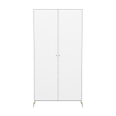 Saga Garderobe, 2 Døre, Oat Ben Og Greb, Hvid Med Riller