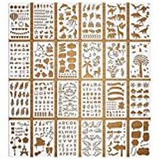 VETPW 24 stycken Bullet Journal Stencil Kits, stencil ritning målning, återanvändbar ritningsstencil i plast stencil för gör-det-själv kort, scrapbooking, planerare, väggdekor och mer