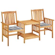 Garden chairs with tea table and cushions Solid acacia