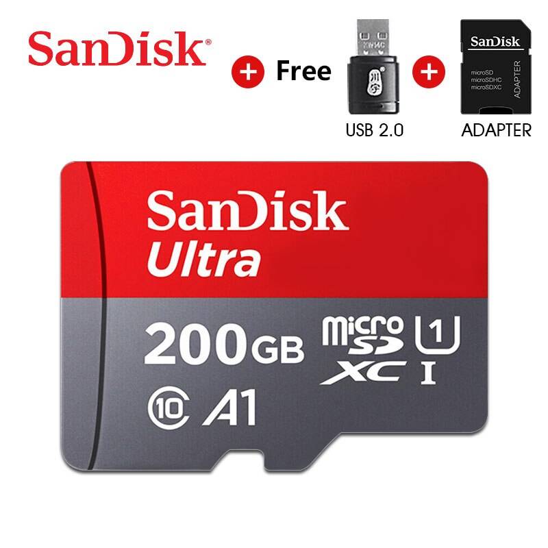 Sandisk ultra minneskort 400gb 256gb 200gb 128gb 64gb 98mb/s 32gb 16 gb micro sd-kort klass 10 uhs -3 a1 flash-kort sd / tf microsd