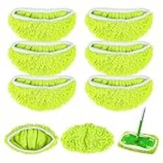 6 stycken torra golvdukar våta golvdukar för Swiffer Sweeper Mop, återanvändbara tvättbara mikrofiberkuddar för rengöring av hårda golv/trägolv gröna