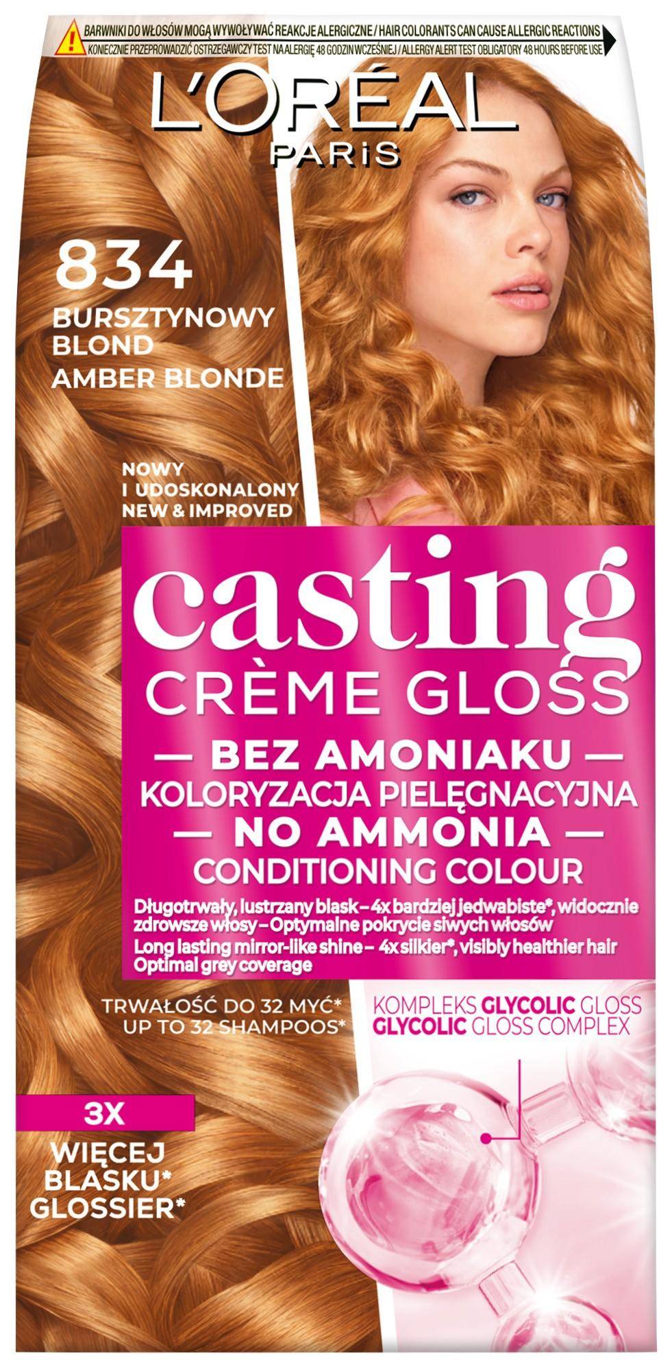 Loreal Casting Creme Gloss Färgkräm Nr 834 Bärnstensblond