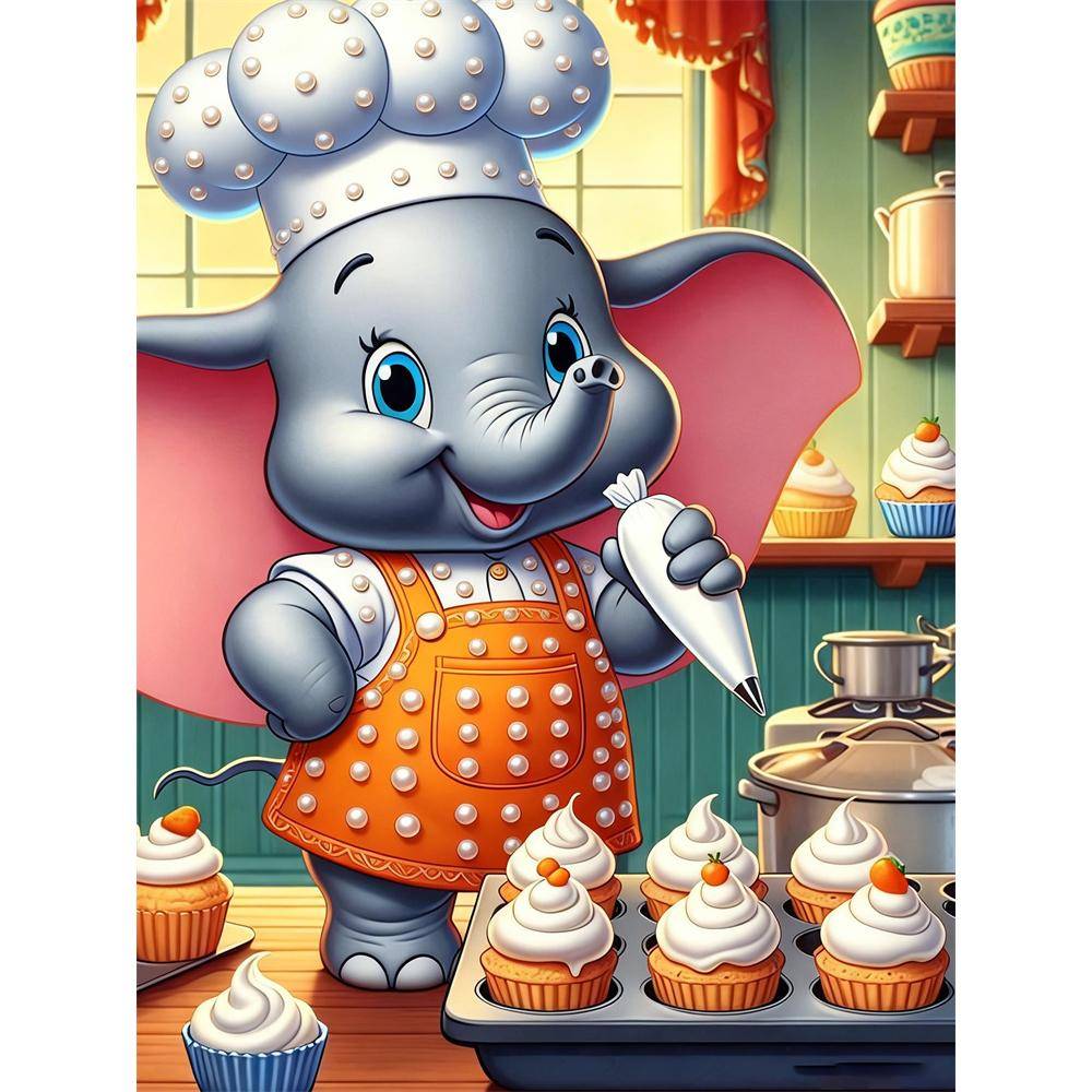 Disney Pearl Painting Set, Dumbo Pearl Cupcake Workshop, Home Wall Decoration Handmade Gift 35x45cm