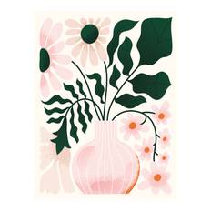 Lærredstryk - Pink Vase - Str: 70 x 100 Cm