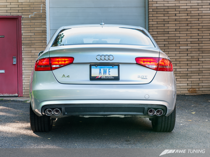 A4 Touring Edition Exhaust - Quad Tip, Polished Silver Tips AWE Tuning