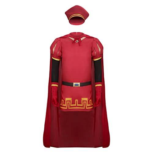 LIKUNGOU Farquaad kostym för män kungsrock röd kappa med hatt cosplay outfit halloween jul maskeradfest tillbehör (X-Large)