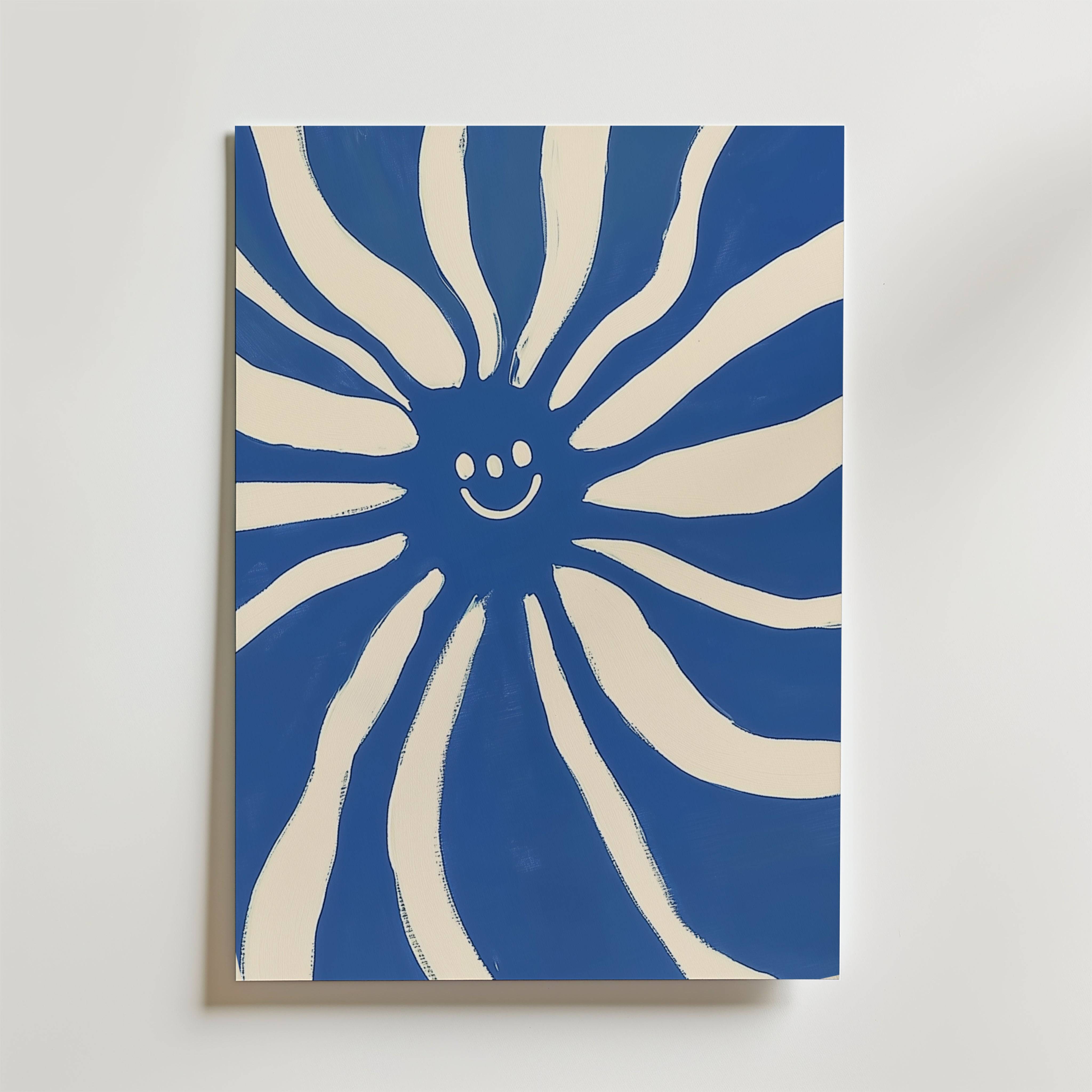 Abstract blue and white sun Poster - Fine Art Poster 100x140 cm