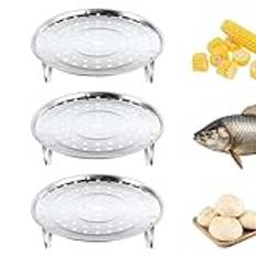 3st Ångkorg, 22cm Hållare för Ångkokare Ångbricka i Rostfritt Stål Multifunktionell Snabb Ångkorg Ångkorgsinsats för Mat och Dumplings Grönsaker Skaldjur Matlagning