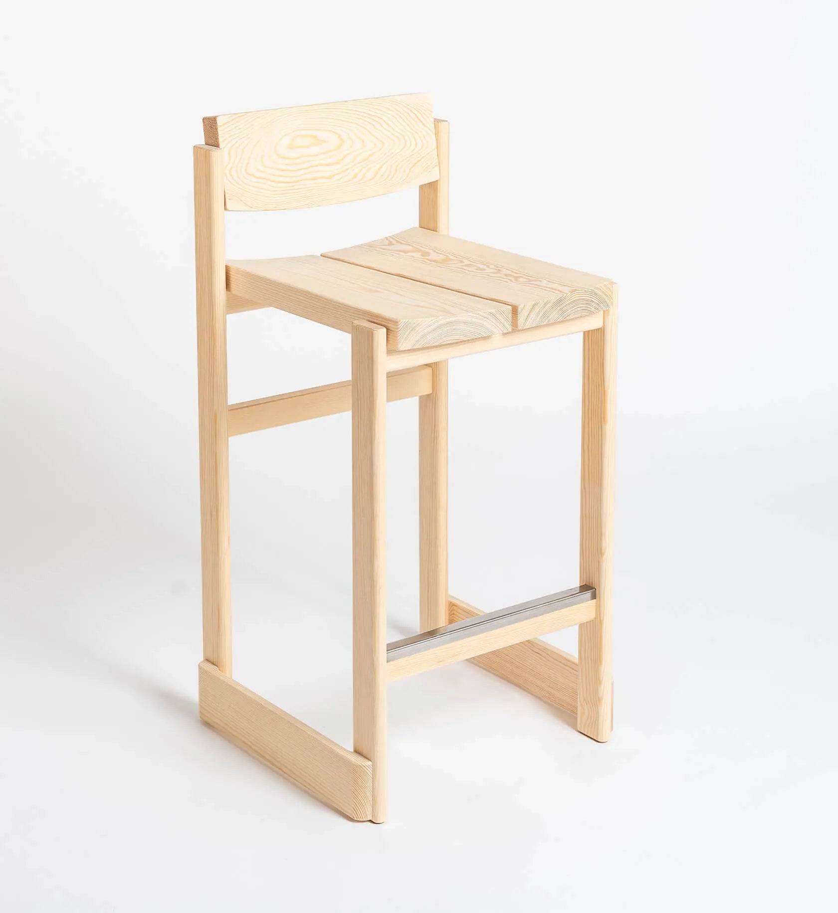 Verk Barstol V.AP.03 – The Design Office SIMMER - Sædehøjde 65.3 cm / Ubehandlet / Sæde i organisk garvet svensk læder