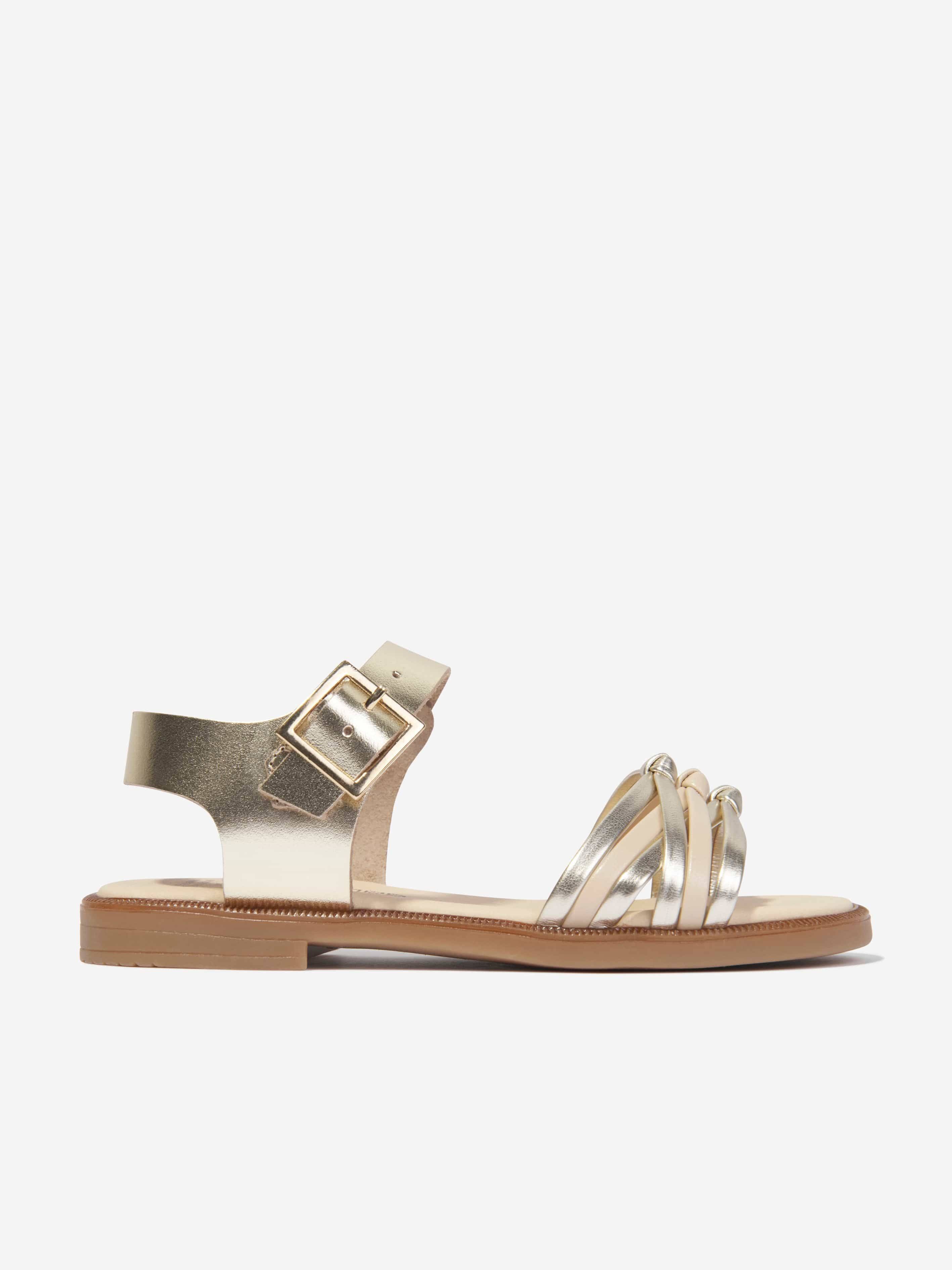 Andanines Girls Leather Sandals in Gold - Gold / EU 22 UK 5 (EU 22 UK 5)