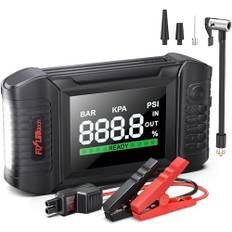 FLYLINKTECH Auto Starthilfe Powerbank mit Luftkompressor, 150PSI 7000A Spitzenstrom Starter Powerbank für Alle Benzinmotor oder 10,0L Dieselmotoren, Starthilfe mit LED Bildschirm und LED-Taschenlampe