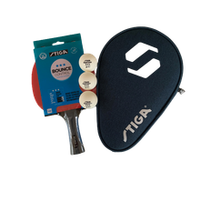 STIGA Bounce Control 3-stjernet bordtennisbat + STIGA Batcover + 3 stk 3-stjernede bolde
