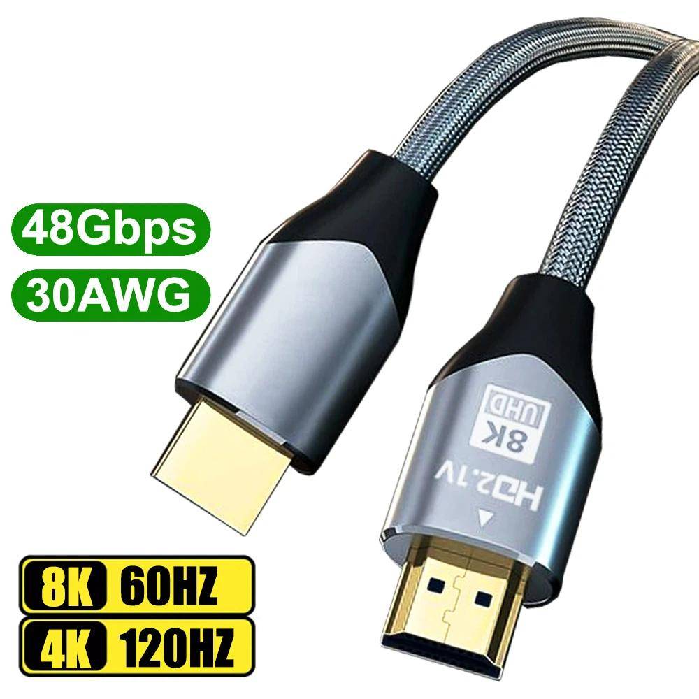 8K 60Hz 4K 120Hz HDMI 2.1 Kabel TV Laptop PS 4 5 Xbox S X Höghastighet Dolby Vision eARC HDR HDCP 1m 2m 3m 5m 8m 10m 12m Lång Sladd