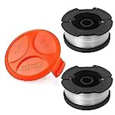 2 x spools and 1 x spool cap, coil & line for för Black & Decker BDST182ST1, BDST5530cm, BESTA525, BESTA528, BESTA530