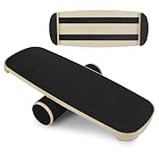 Balansbräda trä, halkfri balansbräda med korkrulle, balanstränarbräda, inomhusbräda skateboard trickboard, surfbalansbräda, vingla bräda sjukgymnastik