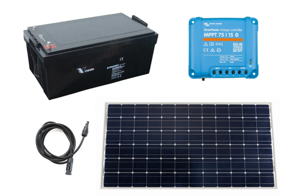 Solcellspaket 175w och 230Ah. Large för off-grid stugor
